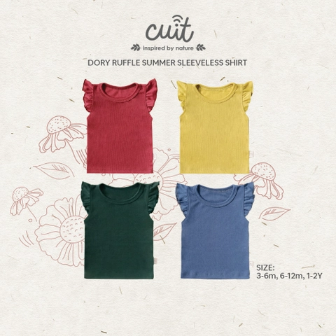 CUIT BABY Dory Kaos Ruffle Kutung Singlet Bayi Renda Warna Earth Color Usia 0-12 Bulan